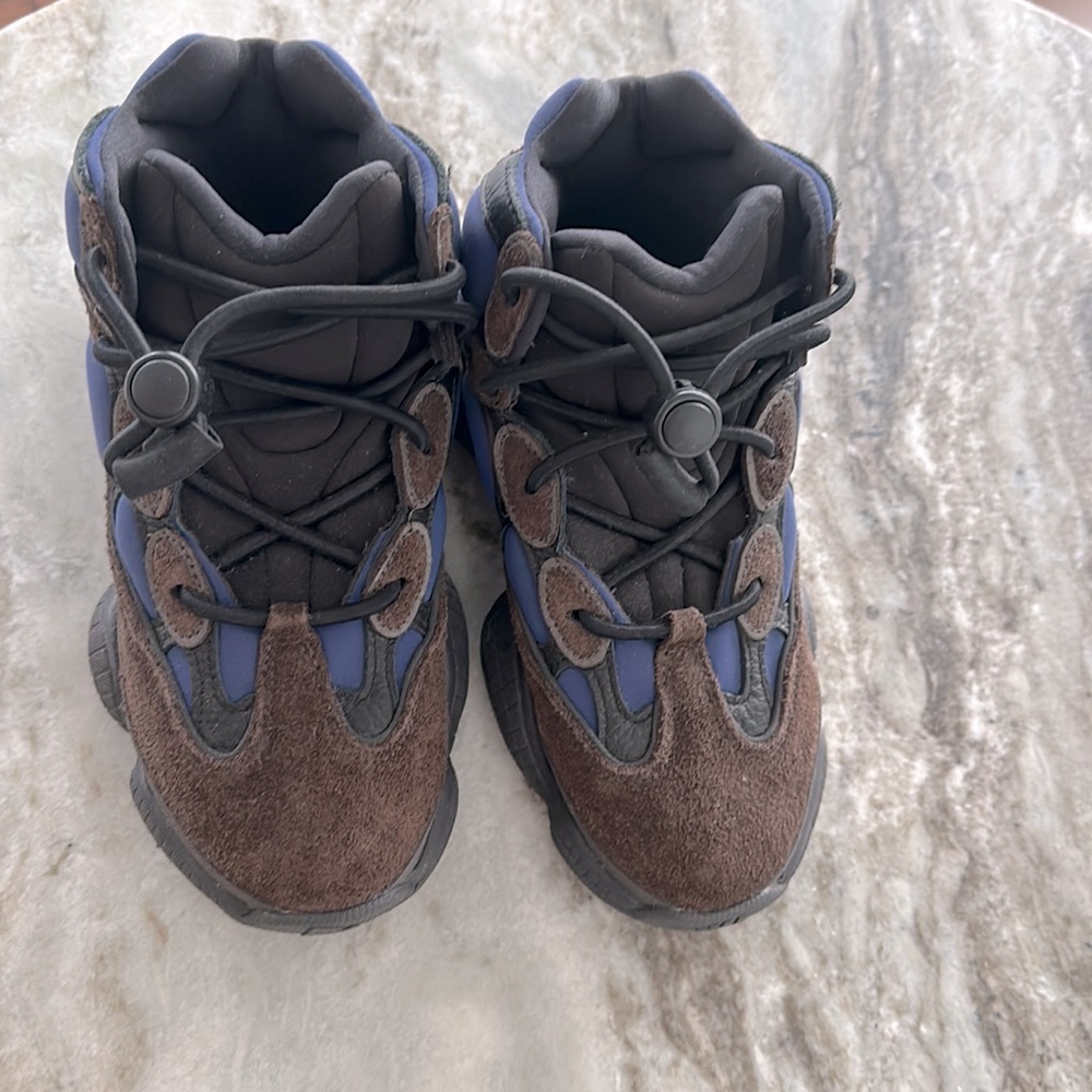 Yeezy 500 High “Tyrian”- brown and blue suede sneakers. 4 1/2 men (6 women)